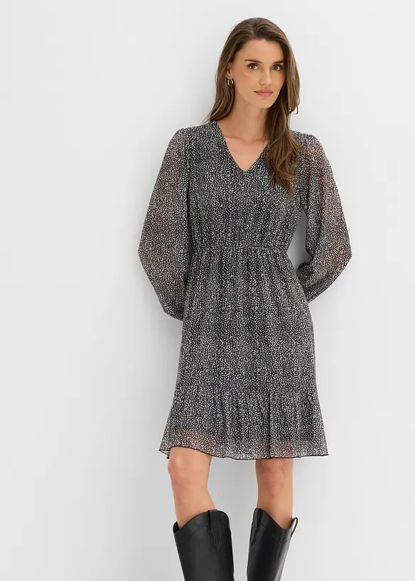Jerseykleid aus feinem Mesh in schwarz von vorne (Totalaufnahme) - bonprix Jerseykleid aus feinem Mesh in schwarz von vorne (Totalaufnahme) - bonprix