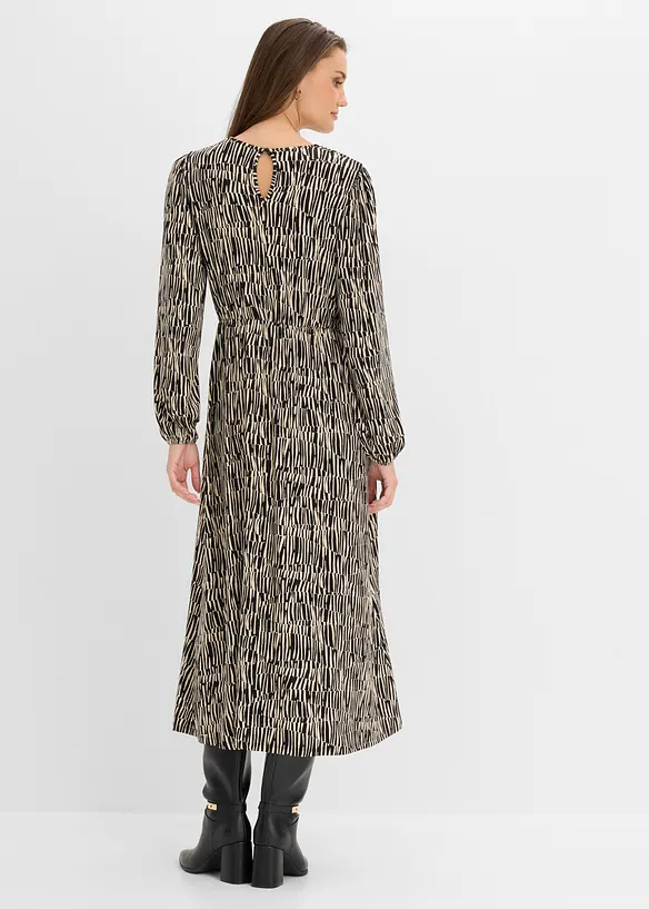 Jerseykleid aus fließender Viskose in schwarz von hinten (Totalaufnahme) - bonprix