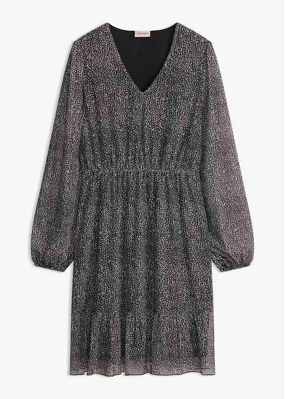Jerseykleid aus feinem Mesh in schwarz von vorne - bonprix Jerseykleid aus feinem Mesh in schwarz von vorne - bonprix