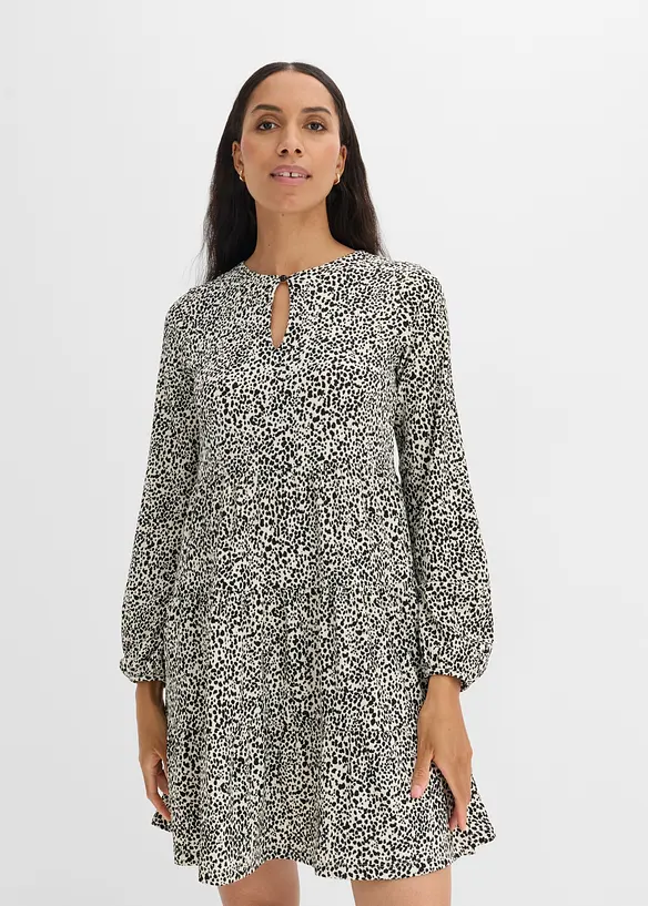 Langarm-Jerseykleid in weiß von vorne (Totalaufnahme) - bonprix
