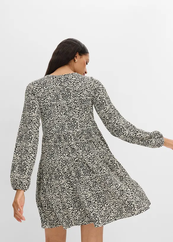 Langarm-Jerseykleid in weiß von hinten (Totalaufnahme) - bonprix
