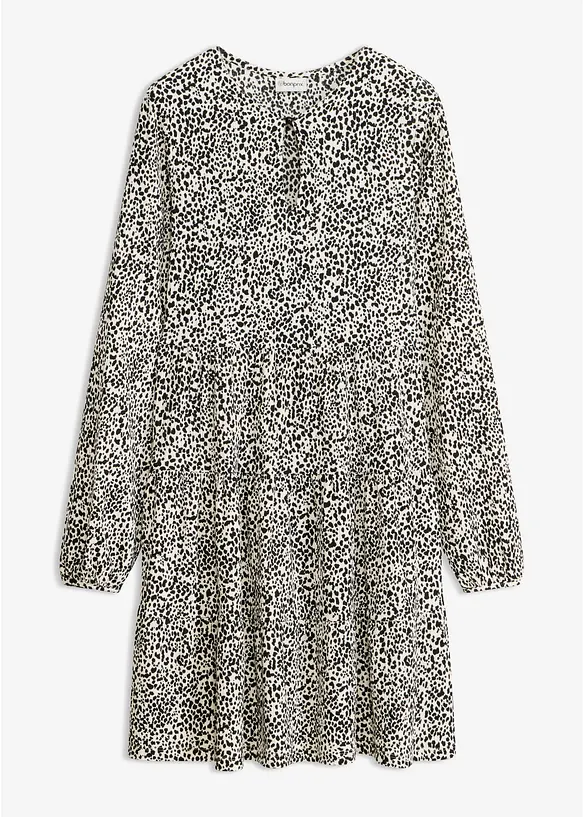 Langarm-Jerseykleid in weiß von vorne - bonprix