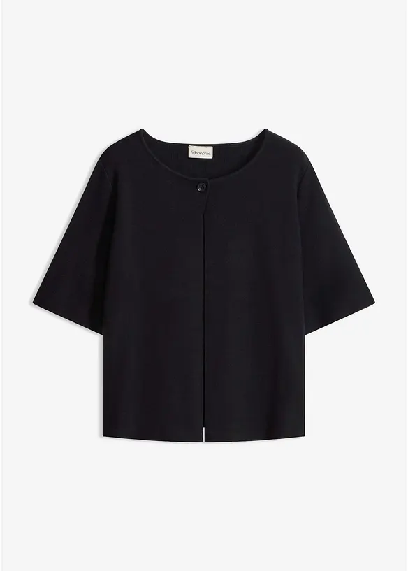 Strickjacke aus Baumwoll-Mix in schwarz von vorne - bonprix