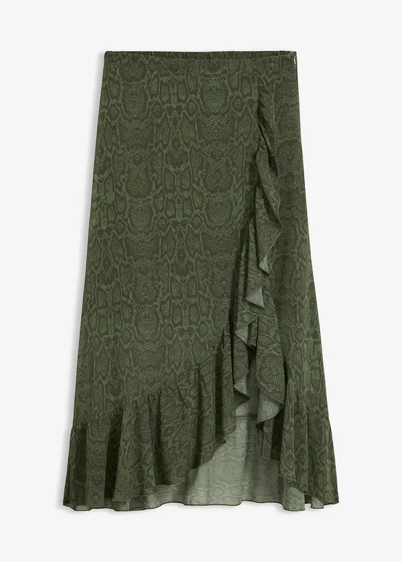 Chiffon-Rock in Wickeloptik in grün von vorne - bonprix