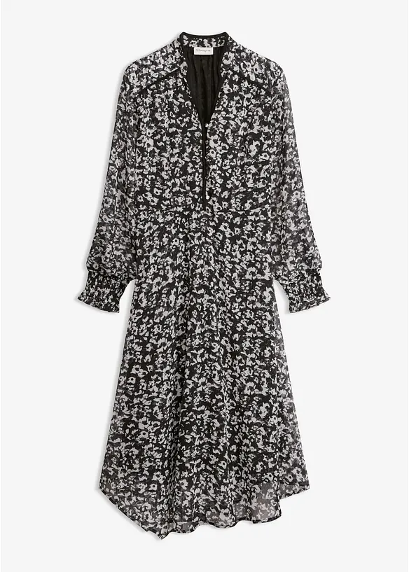 Midikleid mit asymmetrischem Saum in schwarz von vorne - bonprix