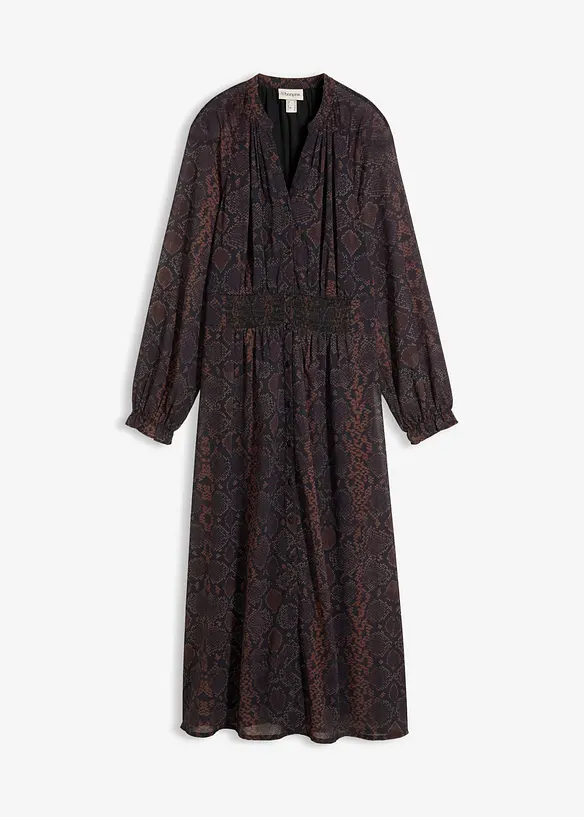 Chiffonkleid mit Frill-Ärmeln in braun von vorne - bonprix