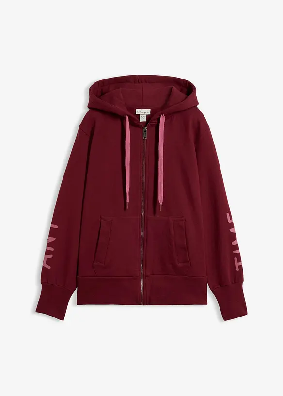 Kapuzen-Sweatjacke aus elastischem Bio-Baumwoll-Mix in rot von vorne - bonprix Kapuzen-Sweatjacke aus elastischem Bio-Baumwoll-Mix in rot von vorne - bonprix