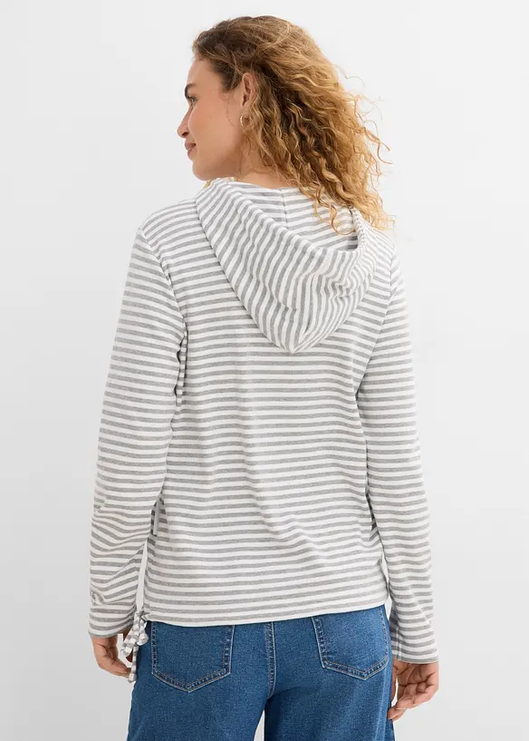 Interlock-Hoodie mit Bio-Baumwolle in grau von hinten (im Anschnitt) - bonprix