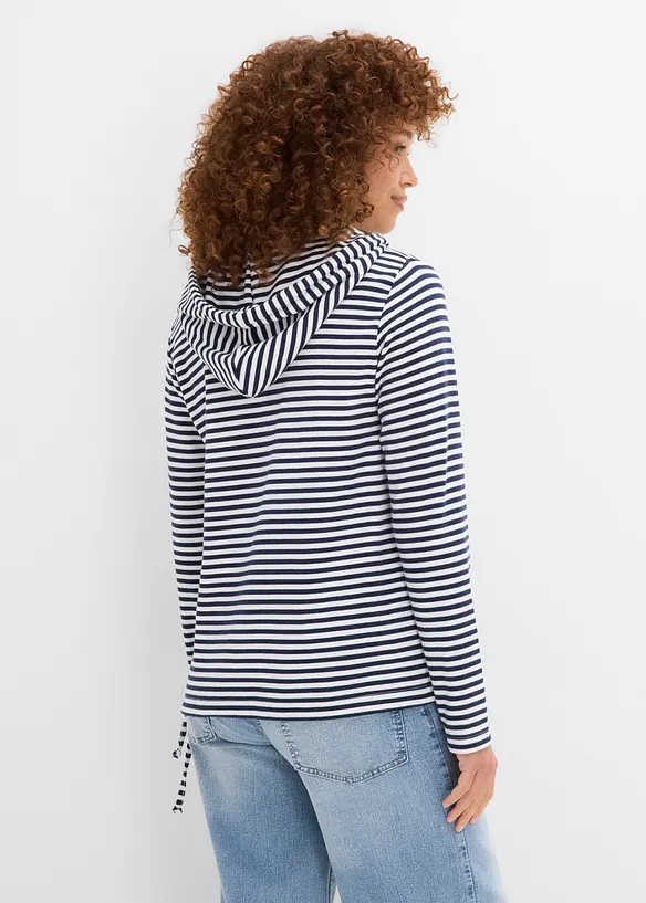 Interlock-Hoodie mit Bio-Baumwolle in blau von hinten (im Anschnitt) - bonprix Interlock-Hoodie mit Bio-Baumwolle in blau von hinten (im Anschnitt) - bonprix