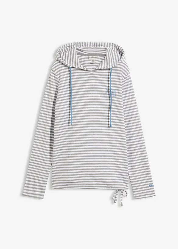 Interlock-Hoodie mit Bio-Baumwolle in grau von vorne - bonprix