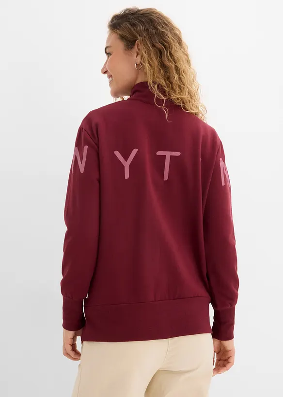 Sweatjacke aus elastischem Bio-Baumwoll-Mix in rot von hinten (im Anschnitt) - bonprix Sweatjacke aus elastischem Bio-Baumwoll-Mix in rot von hinten (im Anschnitt) - bonprix