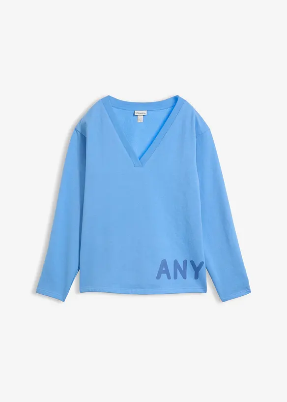 Sweatshirt aus elastischem Bio-Baumwoll-Mix in blau von vorne - bonprix