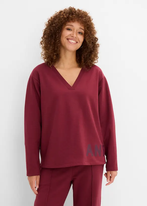 Sweatshirt aus elastischem Bio-Baumwoll-Mix in rot von vorne (im Anschnitt) - bonprix Sweatshirt aus elastischem Bio-Baumwoll-Mix in rot von vorne (im Anschnitt) - bonprix