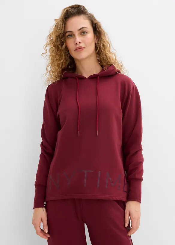 Hoodie aus elastischem Bio-Baumwoll-Mix in rot von vorne (im Anschnitt) - bonprix Hoodie aus elastischem Bio-Baumwoll-Mix in rot von vorne (im Anschnitt) - bonprix