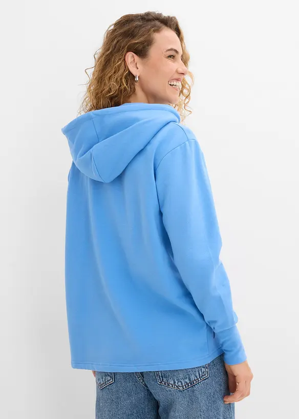 Hoodie aus elastischem Bio-Baumwoll-Mix in blau von hinten (im Anschnitt) - bonprix Hoodie aus elastischem Bio-Baumwoll-Mix in blau von hinten (im Anschnitt) - bonprix