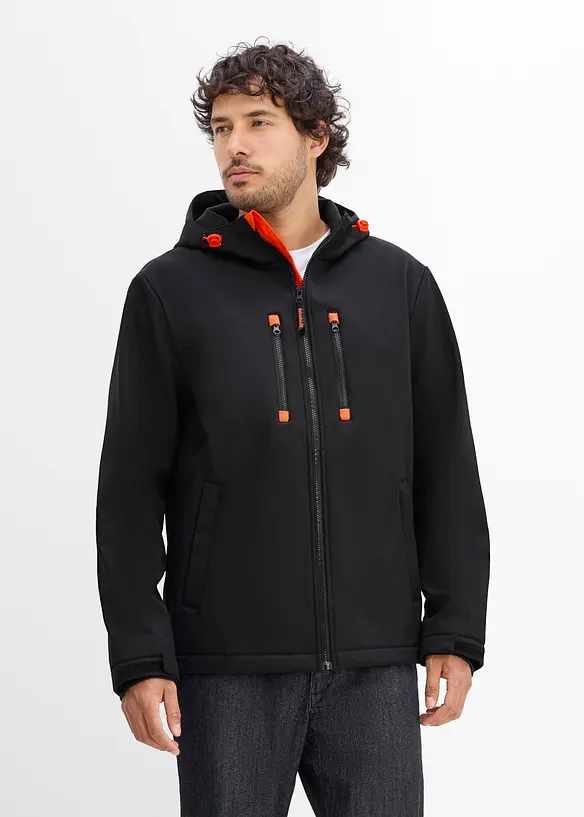 Wasserabweisende Softshelljacke in schwarz von vorne (im Anschnitt) - bonprix