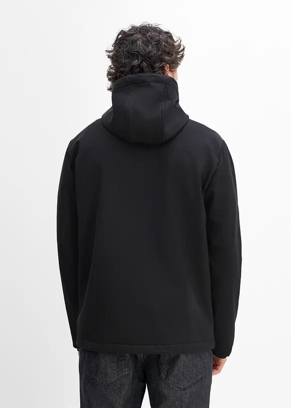 Wasserabweisende Softshelljacke in schwarz von hinten (im Anschnitt) - bonprix