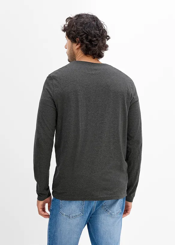 Langarmshirt (2er Pack) in blau von hinten (im Anschnitt) - bonprix
