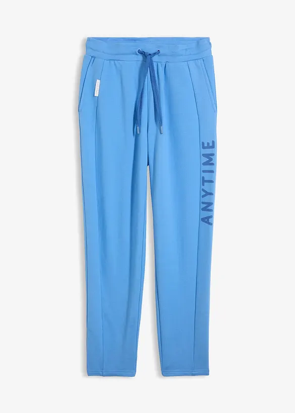 Jogginghose aus elastischem Bio-Baumwoll-Mix in blau von vorne - bonprix