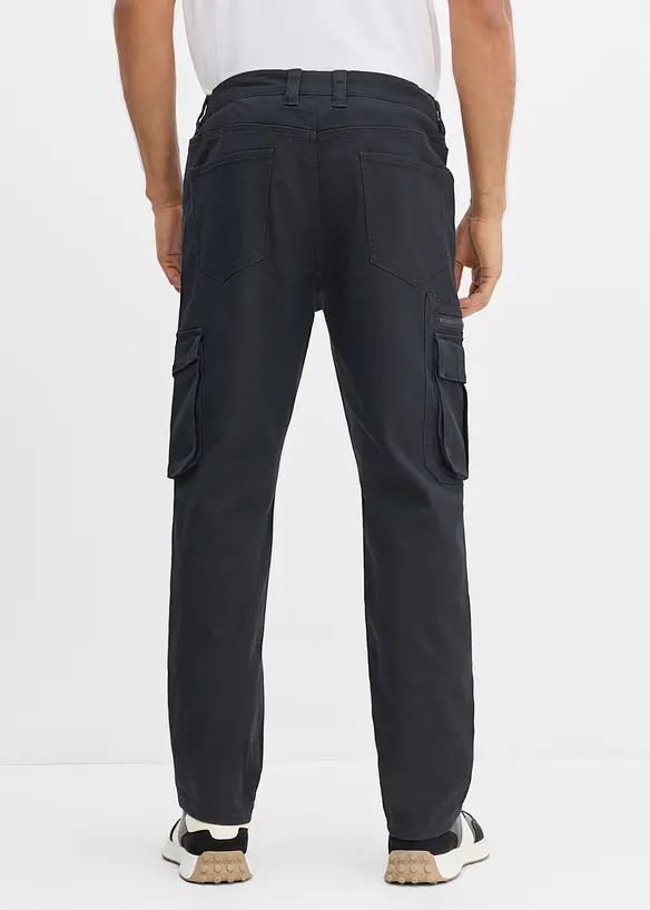 Classic Fit Stretch-Cargohose mit Dehnbund, Straight in schwarz von hinten - bonprix