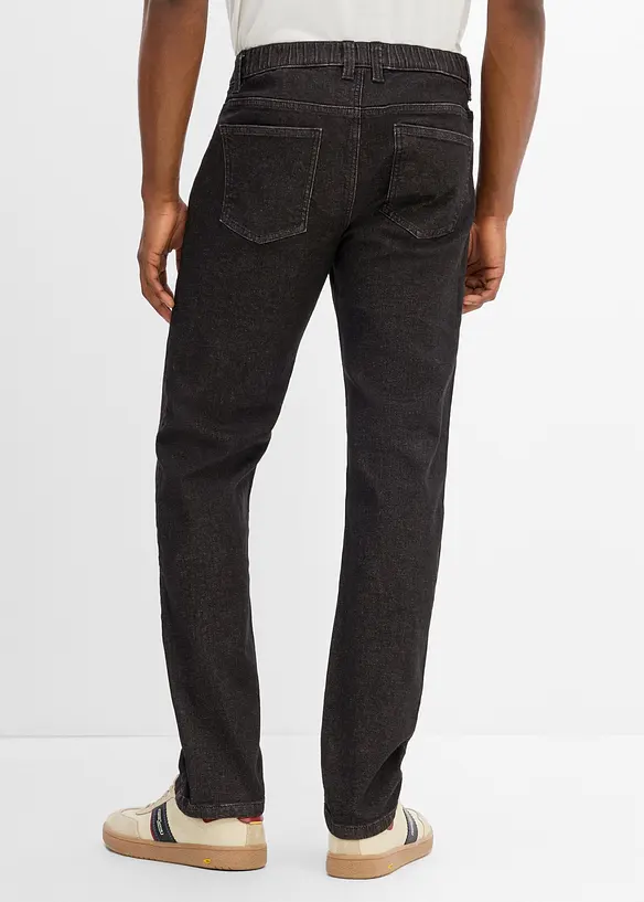 Regular-Fit-Jeans mit Dehnbund, Straight in schwarz von hinten - bonprix Regular-Fit-Jeans mit Dehnbund, Straight in schwarz von hinten - bonprix
