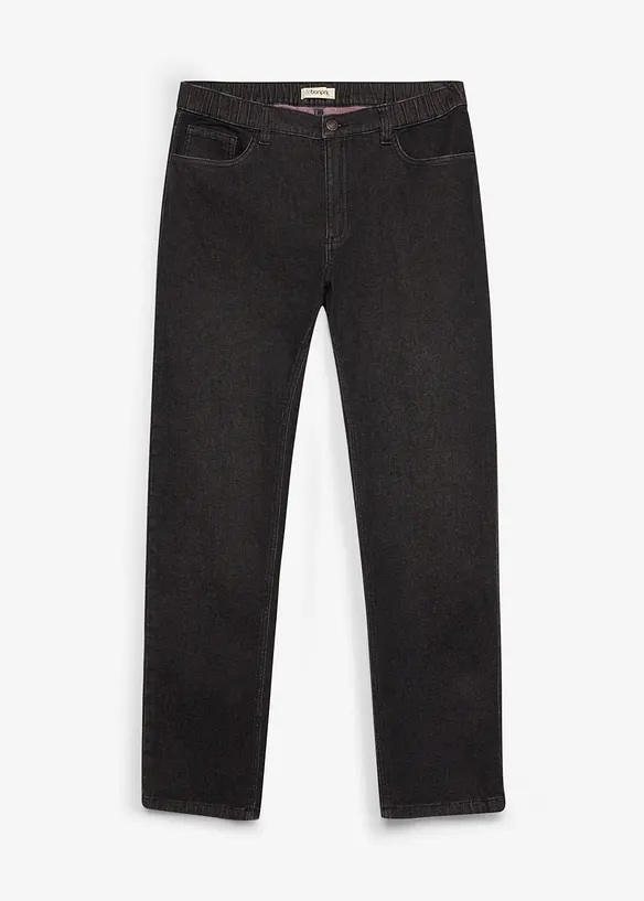 Regular-Fit-Jeans mit Dehnbund, Straight in schwarz von vorne - bonprix Regular-Fit-Jeans mit Dehnbund, Straight in schwarz von vorne - bonprix
