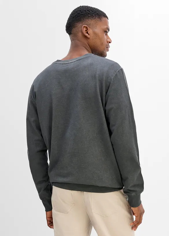 Sweatshirt aus reiner Baumwolle in grau von hinten (im Anschnitt) - bonprix
