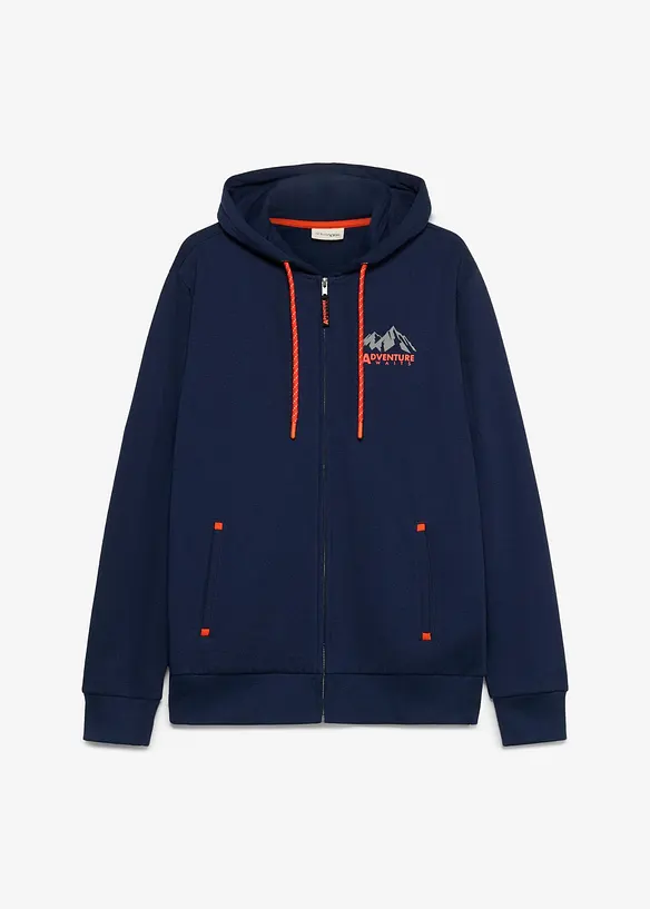 Kapuzen-Sweatjacke in Regular Fit in blau von vorne - bonprix