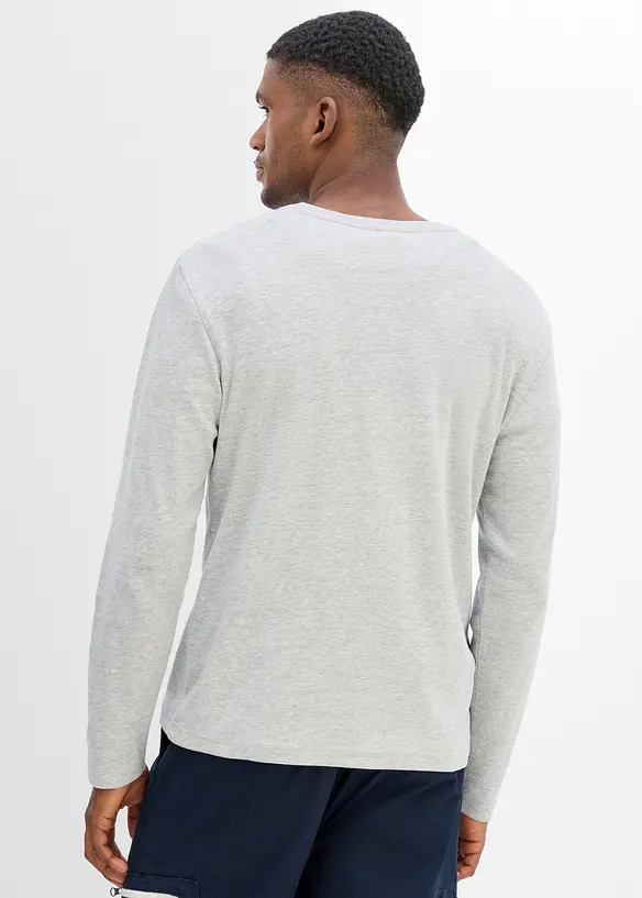 Henley-Rippshirt, Langarm (2er Pack) in blau von hinten (im Anschnitt) - bonprix
