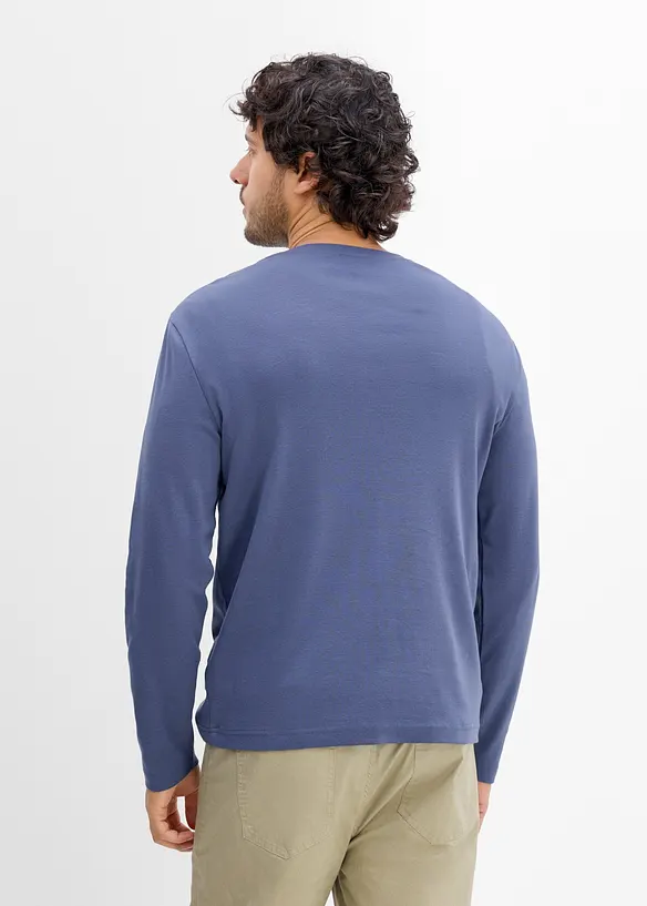 Henley-Rippshirt, Langarm (2er Pack) in schwarz von hinten (im Anschnitt) - bonprix
