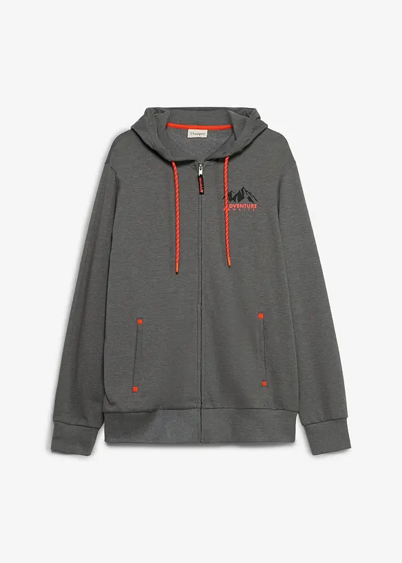 Kapuzen-Sweatjacke in Regular Fit in grau von vorne - bonprix