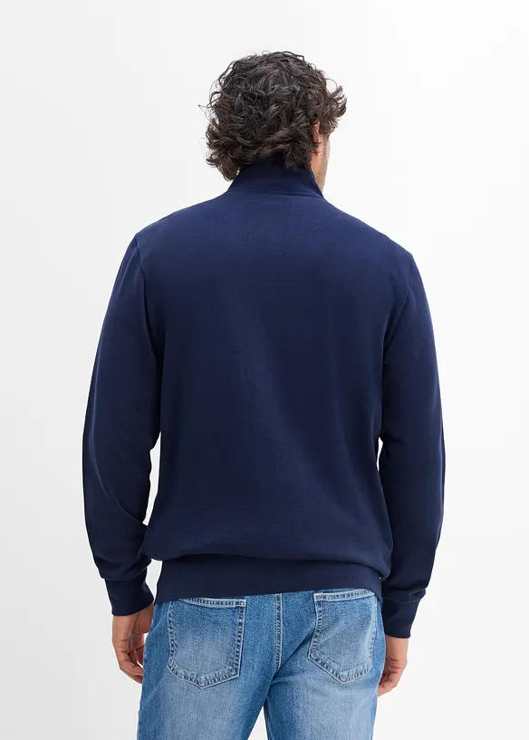 Sweatjacke mit Stehkragen aus reiner Baumwolle in blau von hinten (im Anschnitt) - bonprix Sweatjacke mit Stehkragen aus reiner Baumwolle in blau von hinten (im Anschnitt) - bonprix