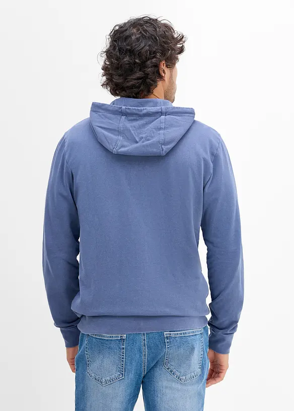 Kapuzen-Sweatjacke aus reiner Baumwolle in blau von hinten (im Anschnitt) - bonprix
