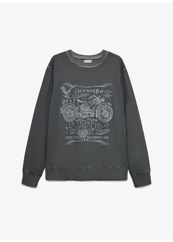 Sweatshirt aus reiner Baumwolle in grau von vorne - bonprix