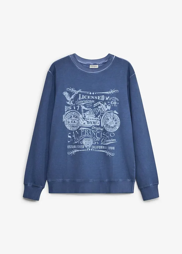Sweatshirt aus reiner Baumwolle in blau von vorne - bonprix