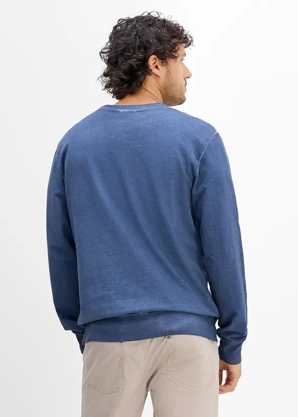 Sweatshirt aus reiner Baumwolle in blau von hinten (im Anschnitt) - bonprix