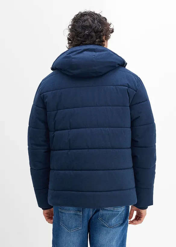 Wasserabweisende Funktions-Jacke mit abnehmbarer Kapuze in blau von hinten (im Anschnitt) - bonprix