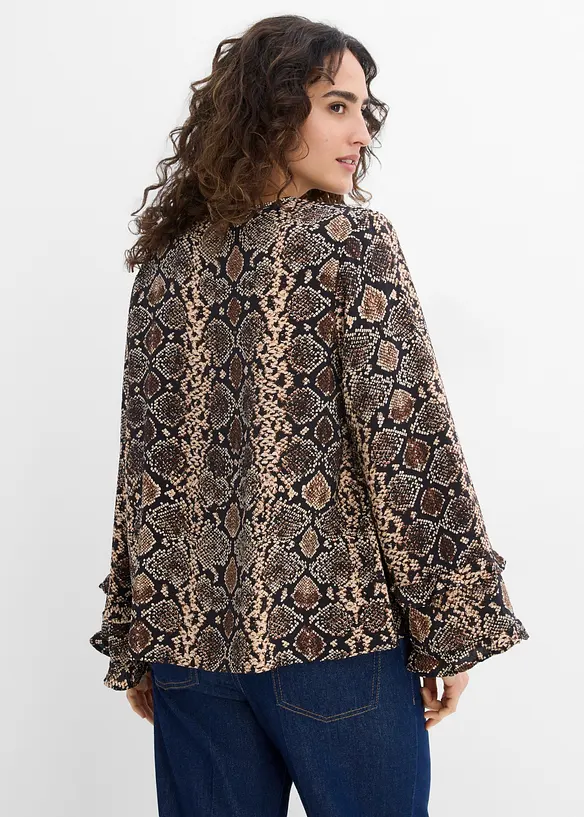 Tunikabluse aus feinem Viskose-Mix in braun von hinten (im Anschnitt) - bonprix Tunikabluse aus feinem Viskose-Mix in braun von hinten (im Anschnitt) - bonprix