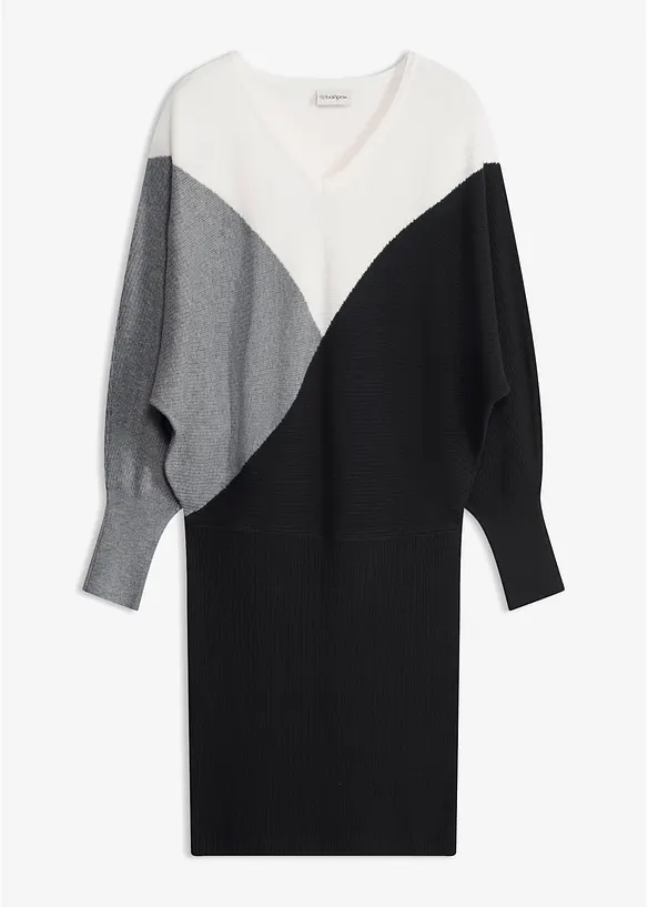 Strickkleid mit Fledermausärmeln in schwarz von vorne - bonprix Strickkleid mit Fledermausärmeln in schwarz von vorne - bonprix