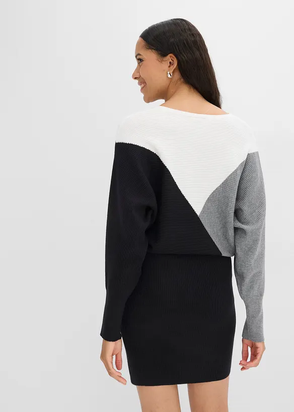 Strickkleid mit Fledermausärmeln in schwarz von hinten (Totalaufnahme) - bonprix Strickkleid mit Fledermausärmeln in schwarz von hinten (Totalaufnahme) - bonprix