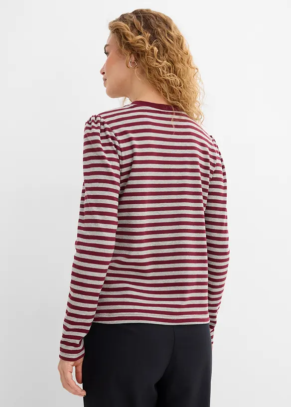 Langarmshirt aus schwerem Baumwoll-Mix in grau von hinten (im Anschnitt) - bonprix
