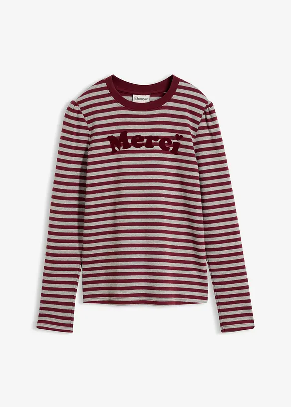 Langarmshirt aus schwerem Baumwoll-Mix in grau von vorne - bonprix