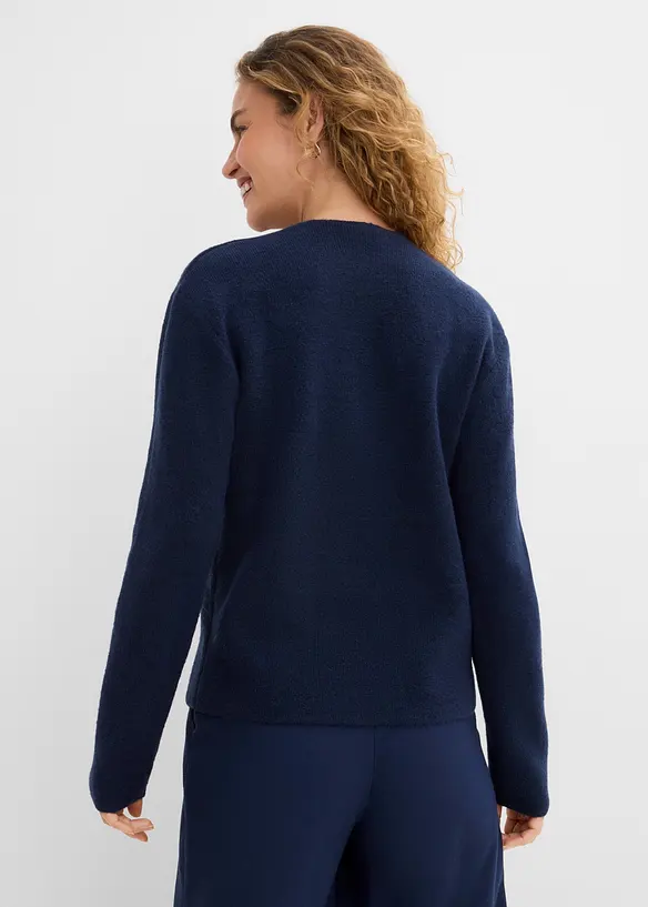 Pullover mit V-Ausschnitt in blau von hinten (im Anschnitt) - bonprix