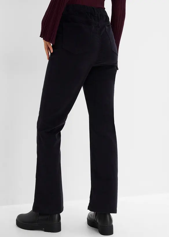 Bootcut-Cordhose aus Baumwoll-Mix in schwarz von hinten - bonprix
