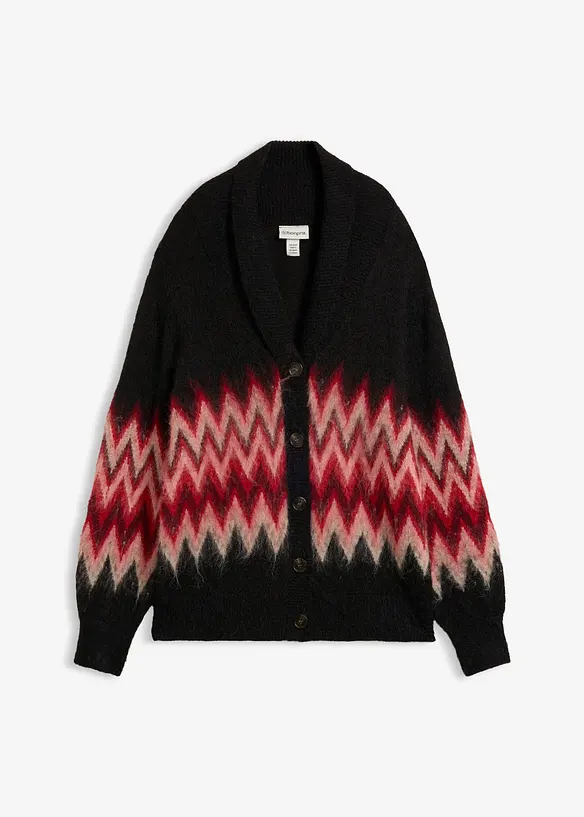 Strickjacke mit Norwegermuster in braun von vorne - bonprix