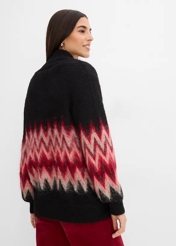 Strickjacke mit Norwegermuster in braun von hinten (im Anschnitt) - bonprix