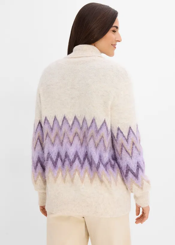 Strickjacke mit Norwegermuster in weiß von hinten (im Anschnitt) - bonprix