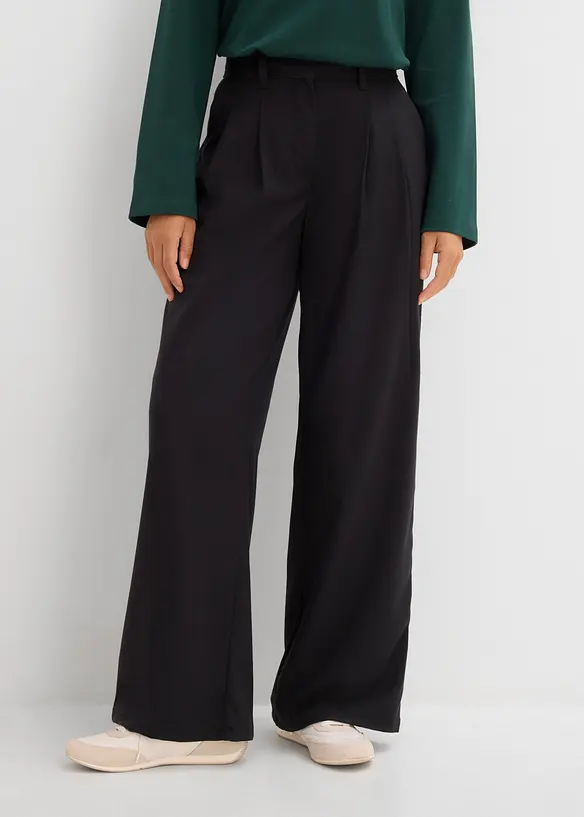 Hose in Wolloptik aus Viskose-Mix in schwarz von vorne - bonprix