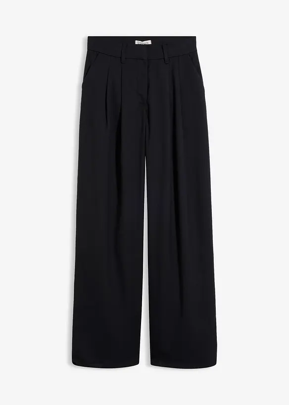 Hose in Wolloptik aus Viskose-Mix in schwarz von vorne - bonprix