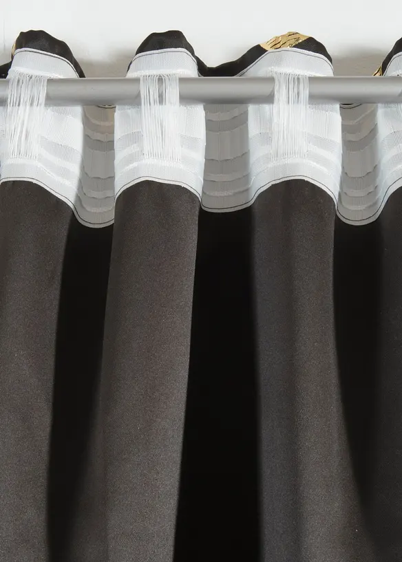 Abdunkelnder Vorhang mit Glanzdruck (1er Pack) in schwarz - bonprix